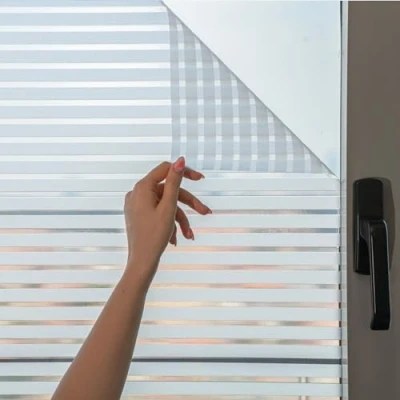Image of MARAPON® Window Film with Striped Pattern [118 x 200 cm] Includes eBook Professional Tips Privacy Static Adhesion Frosted Glass Stickers Self Adhesive Opaque