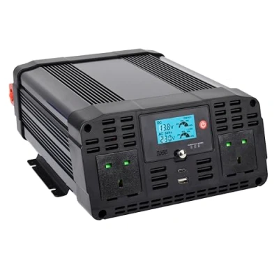 Image of Technaxx Off Grid Pure Sine Wave Car Power Inverter TE22 with LC Display, 2xUK plug, 2xUSB port, TÜV Rheinland certified, converts 12v to 230v output is 2000W (continuous) &amp; 4000W (peak)