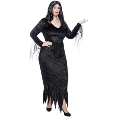 Image of Funidelia Morticia Addams Costume The Family for woman adults accessory fancy dress &amp; props Halloween, carnival parties Size S Black