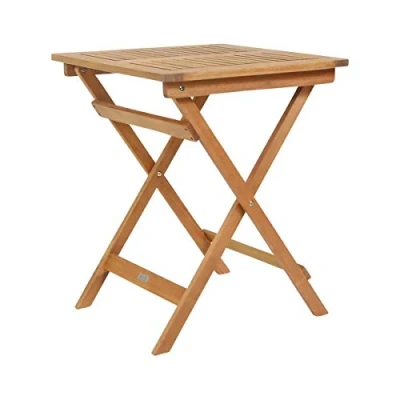 Image of Charles Bentley Wooden, Square, Foldable Table, FSC Certified Eucalyptus Wood, Traditional Design, Oil Coated, Natural Colour, Easy To Clean, Outdoor, Garden, Patio, Friends, Family (74x60x60cm)