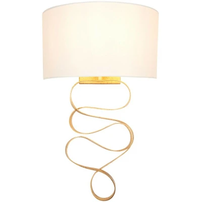 Image of Sanremo Wall Lamp Gold Leaf &amp; Ivory Cotton Fabric