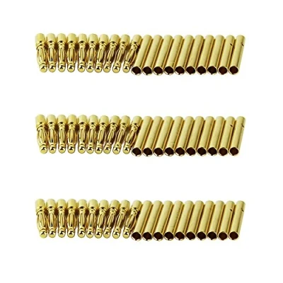 Image of OliYin 30 Pairs of 2.0mm Gold Plated Male and Female Bullet Banana Connectors Plugs for DIY RC Battery ESC Motor