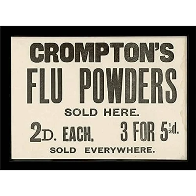Image of Pyramid International &quot;Compton&#039;s Flu Powders Framed Print Memorabilia, Multi Colour, 30 x 40 cm