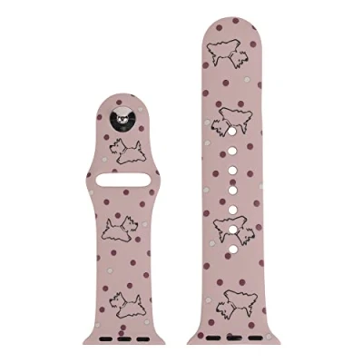Image of RADLEY Ladies Orchard Way Pink Printed Dog Silicone Apple Watch Strap 38mm 40mm 41mm RYS A02P