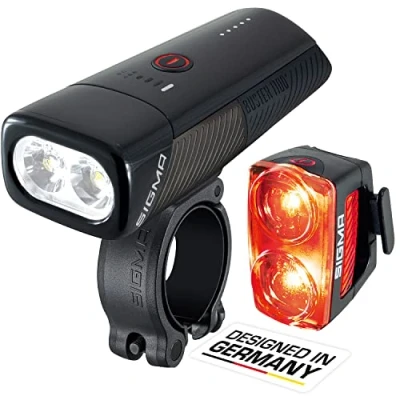 Image of SIGMA Sport Buster 1100 HL / RL 150 Set Front and Rear LED Light Lumens Battery Operated Light,Black/White