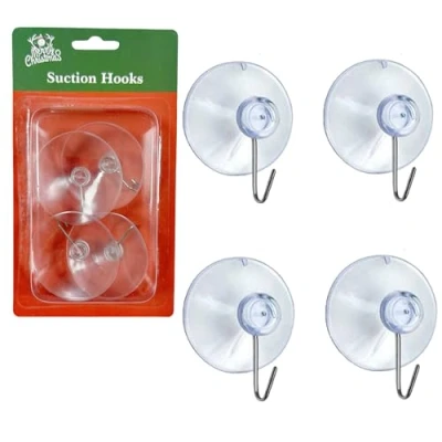 Image of SHATCHI 6Pcs Heavy Duty Suction Hooks 53mm, Multi Purpose Reusable for Kitchen, Bathroom, Office, Christmas Decorations, Signs, Mirrors, Walls