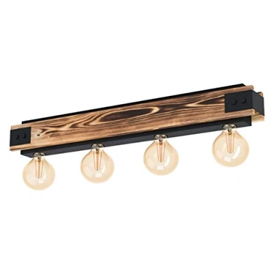 Image of Eglo Lighting Layham 4 Lamp Semi Flush Light Brown, Black