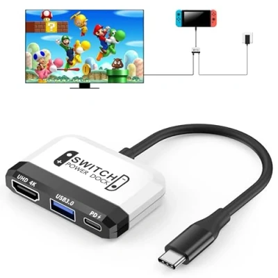 Image of Switch Dock for Nintendo Switch/OLED Switch,3 in 1 Mini TV with 4K HDMI USB 3.0 Port C PD 100W Charging,Travel Portable
