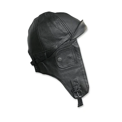 Image of Mil Tec Men&#039;s aviator leather hat, Men, 12425002 902, Black, S