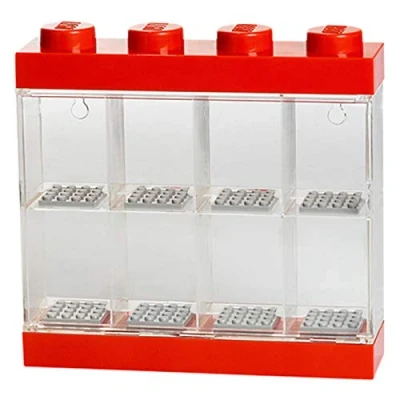 Image of LEGO Minifigure Display Case 8 Red, Stackable Container for Wall or Desk, Space Minifigures, Home Office Cabinets storage