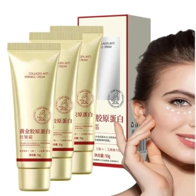 Image of 3 PCS Golden Collagen Anti Wrinkle Cream, 50g Korean Face Moisturizer, Long Lasting Deep Moisturizing Firming Aging &amp; Skin Tightening Reduces Fine Lines