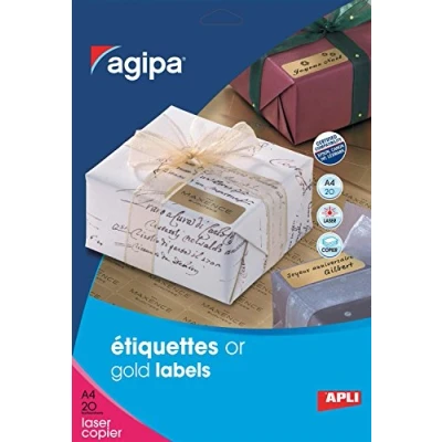 Image of APLI Gold Printed Labels (63.5 x 29.6) Weatherproof Polyester 20 hojas