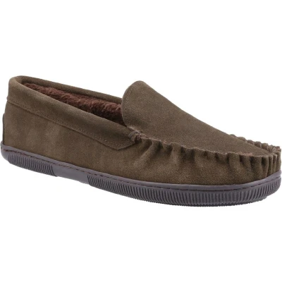 Image of Cotswold Tresham Moccasin Slipper Mens Brown Size UK 6