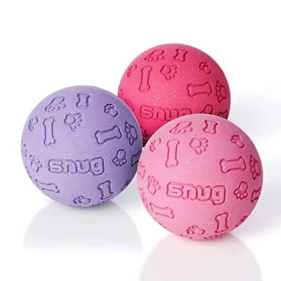 Image of Snug Rubber Dog Balls for Small and Medium Dogs of all Breeds Tennis Ball Size Virtually Indestructible (3 Pack Chic)
