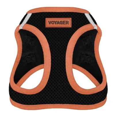 Image of Voyager Step in Air Dog Harness All Weather Mesh Vest for Small and Medium Dogs by Best Pet Supplies Orange Trim,