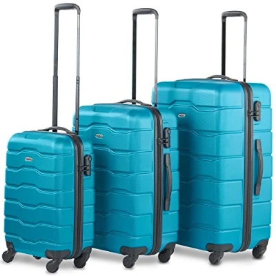 Image of VonHaus Suitcase Set, Teal 3pc Lightweight Wheeled Luggage, ABS Plastic Carry On or Check in Travel Case, Durable Hard Shell w/ 4 Spinner Wheels, Built Lock &amp; Handle, Small/Medium/Large Holdall