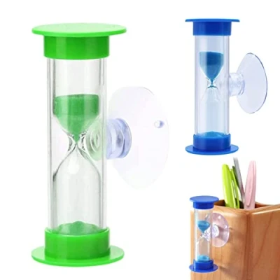 Image of BEAHING 2PCS Sand Timers for Kids Two/Three Minutes Teeth Brushing Timer with Suction Cup Toothbrush Hourglass Games Cooking