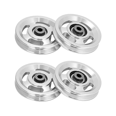 Image of QWORK® 95mm Heary Duty Gym Pulley Wheel, Universal Bearing aluminum alloy, bear 300kg, 4Pcs
