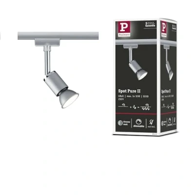 Image of Paulmann 95331 Pure II URail individual spot GU10 max. 10W dimmable 230V chrome matt, rail system choose any lamp