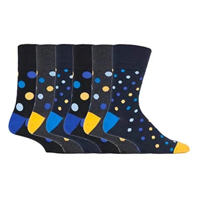 Image of 6 Pairs mens gentle grip no elastic socks 11 uk, 39 45 eur Assorted colours (MGG562)