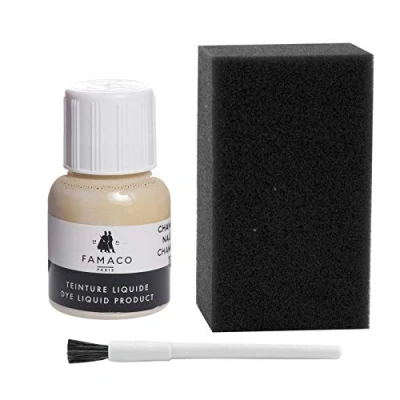 Image of Dye Design Paint for Leather and Faux Shoes, Trainers, with Sponge Brush, Famaco Liquid, 36 Colours Champagne