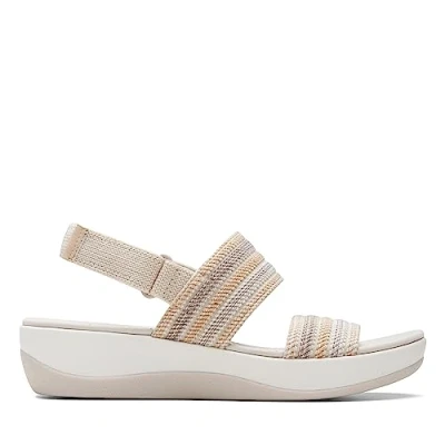 Image of Clarks Women&#039;s Arla Stroll Flat Sandal, Beige Combi, 7.5 UK