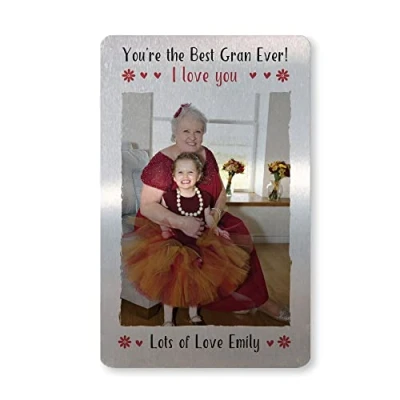 Image of RED OCEAN Personalised Mothers Day Gifts For Gran Metal Wallet Insert Gift From Grandchildren Grandparent