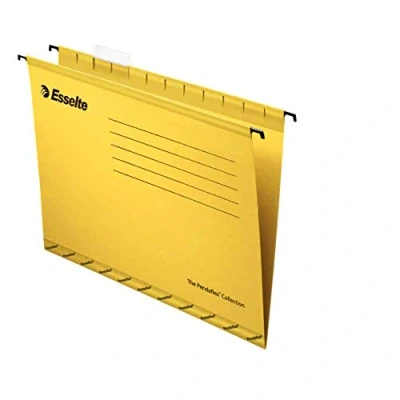Image of Esselte 90335 Classic Reinforced Suspension File, Foolscap, Pack of 25, Tabs Included, 360 x 240 mm, Yellow