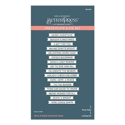 Image of Spellbinders Merry &amp; Bright Sentiment Strips Press Plate Die Set from The More BetterPress Christmas Collection