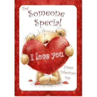 Image of doodlecards Someone Special Valentine&#039;s Day Card Teddy Holding I Love You Heart Medium Size with Plain Envelope