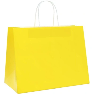 Image of vidaXL Paper Bags 250 pcs with Handles Yellow 32x17x25 cm