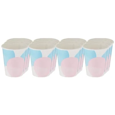 Image of Gender Reveal Party Paper Cups (255g) Vibrant Blue &amp; Pink Design Perfect for Celebrating Baby&#039;s Arrival 8ct
