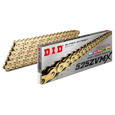 Image of DID Chain 525 ZVMX, 112 Links (X Ring Gold), Open with Rivet Lock