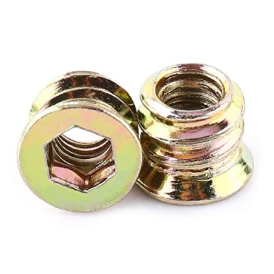 Image of 20Pcs Zinc Plated Carbon Steel Screw in Nut Hex Socket Drive Threaded Insert Nuts Embedment Fastener Connector for Wood Furniture(M6*10mm)