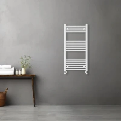 Image of Warmehaus Contemporary Straight Heated Bathroom Towel Rail Radiator Rad 1000x500mm White