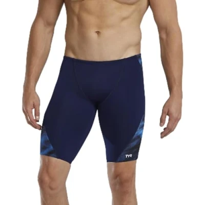 Image of TYR Men&#039;s Durafast Elite Blade Splice Jammer Swimsuit Swim Trunks, Blue/Soren, 28