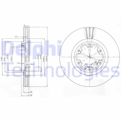 Image of 402061W600, 402066W500, 40206VE800 Brake disc DELPHI BG3972 300mm 28mm 6 Vented Oiled Untreated MAZDA: 3 Saloon, NISSAN: Navara Pickup, Pick Up