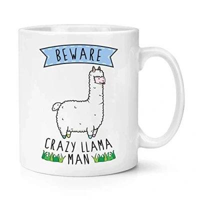 Image of Beware Crazy Llama Man 10oz Mug Cup