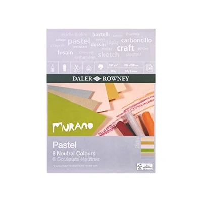 Image of Daler Rowney Murano 160gsm 12 x 9in Pastel Paper Pad, 160gsm, Honeycomb Texture, Glued 1 Side, Cotton Content, 30 Cool Colours Sheets, Ideal for Professional Artists &amp; Students