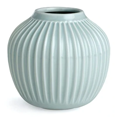 Image of Kähler Hammershøi Vase Height 13 cm in Mint Vases Made of Handmade Porcelain Scandinavian Style with Grooves, Ideal as a Decorative for Bouquets, Branches or Piece