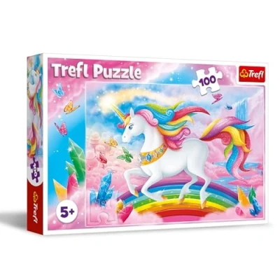 Image of Trefl TR16364 Kristallwelt der Einhörner 100 Teile, für Kinder ab 5 Jahren Puzzle, Coloured