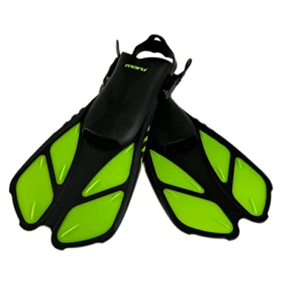 Image of Maru Dive Fins, Snorkel Fins Adjustable Buckles Open Heel for Swimming Diving Snorkelling Swim Flippers Travel Size Short Adult Men Womens Kids Neon Lime/Black Large (8/12)