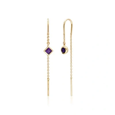 Image of Micro Statement Amethyst Threader Earrings in 9ct Yellow Gold