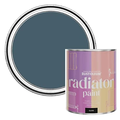 Image of Rust Oleum Blue Heat Resistant Radiator Paint in Gloss Finish Blueprint 750ml
