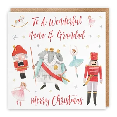 Image of Hunts England Nana And Grandad Christmas Card To A Wonderful &amp; Merry Nutcracker Collection Fun Xmas