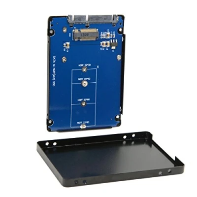 Image of cablecc B+M Key Socket 2 M.2 NGFF (SATA) SSD to 2.5 SATA Adapter Card with Black Metal Case