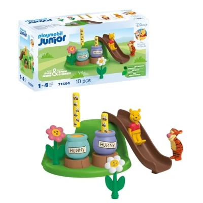 Image of Playmobil 71694 JUNIOR &amp; Disney: Winnie&#039;s Tigger&#039;s Bee Garden, Winnie the Pooh, made from over 90% plant based plastics, gifting toy and imaginative role play, playsets for children ages 12 months+
