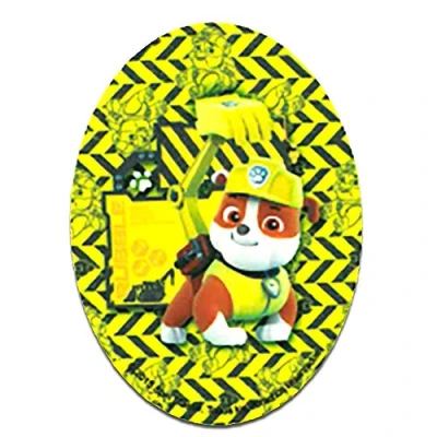 Image of Iron on Patches PAW Patrol &#039;Rubble&#039; Yellow 11 x 8 cm 2016 Spin Master Productions Inc. Application Embroided Patch Badges