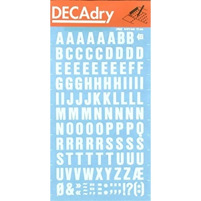 Image of White Letters Transfers 12 mm 1 Sheet