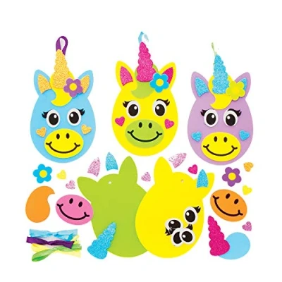Image of Baker Ross Unicorn Easter Egg Mix &amp; Match Decorations Pack of 8, Crafts for Kids (AT431)